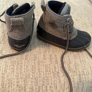 Sperry Gray and Black Ankle Boots with Waterproof Design